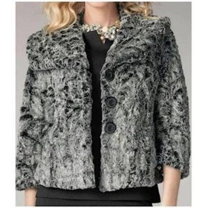 NWOT‎ CAbi Chinchilly Faux Fur Cropped Jacket, Grey! Size Small